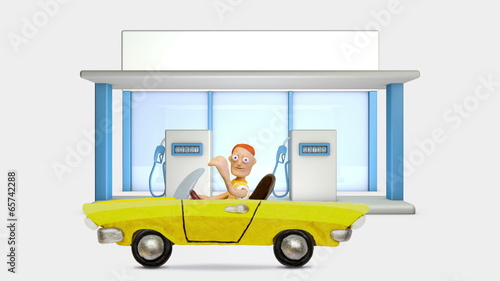 Gas Station and plasticine Car, stop motion.