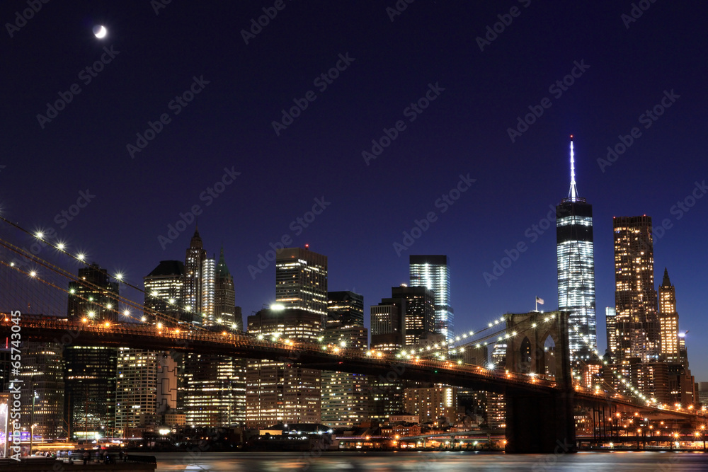Obraz premium Brooklyn Bridge i Manhattan Skyline, Nowy Jork