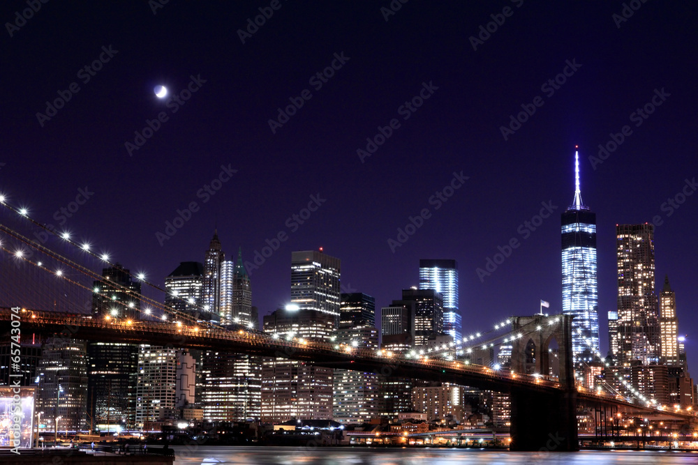 Brooklyn Bridge and Manhattan Skyline , New York City