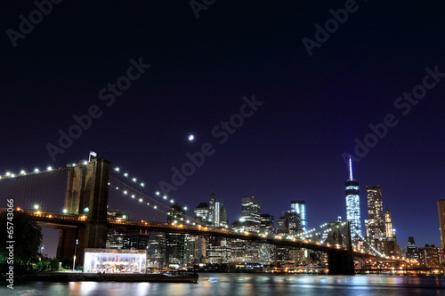 Brooklyn Bridge and Manhattan Skyline At Night  New York City