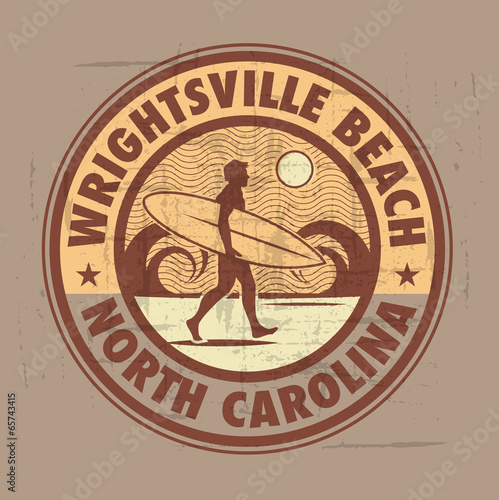 Abstract surfer stamp or sign, vector illustration