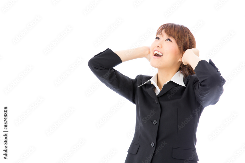 asian businesswoman relaxing on white background asian businesswoman relaxing on white background