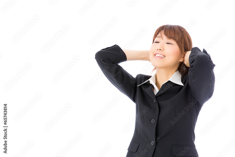 asian businesswoman relaxing on white background asian businesswoman relaxing on white background