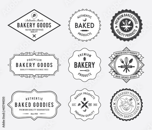 Fotografia Bakery goods badges black and white