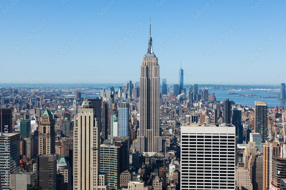 Naklejka premium Widok z lotu ptaka na Manhattan w Nowym Jorku - USA