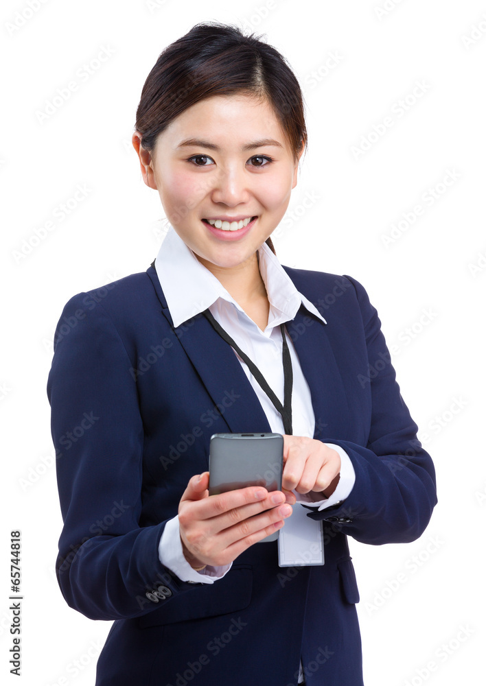 Businesswoman use mobile phone for text message Businesswoman use mobile phone for text message