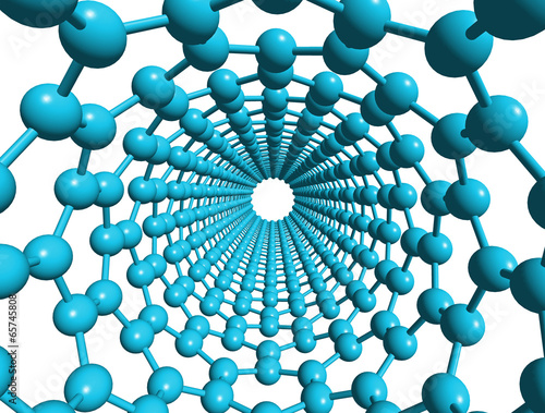 3D model of a carbon nanotube, view from inside