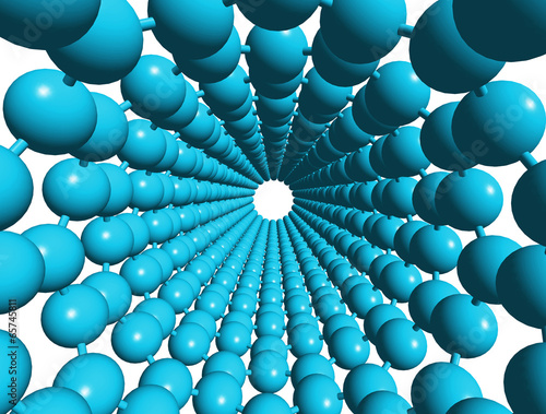 3D model of a carbon nanotube, view from inside