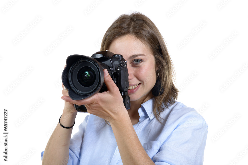 girl take a photo with digital camera girl take a photo with digital camera