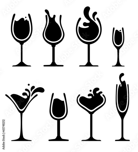 silhouette of wine glass with splash