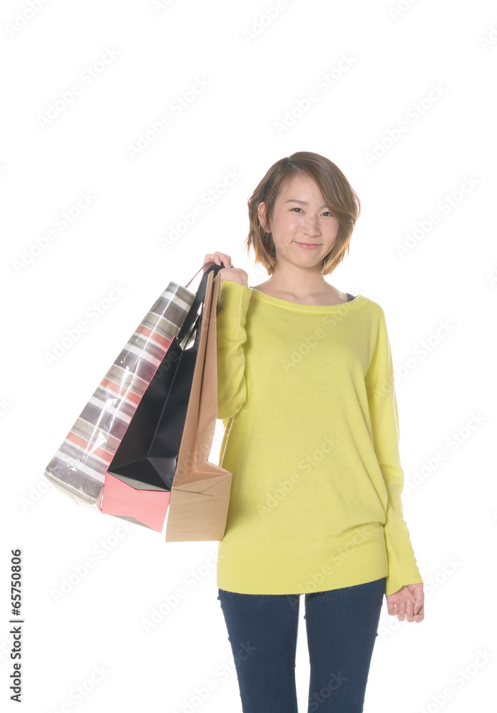 買い物帰りの女性 買い物帰りの女性