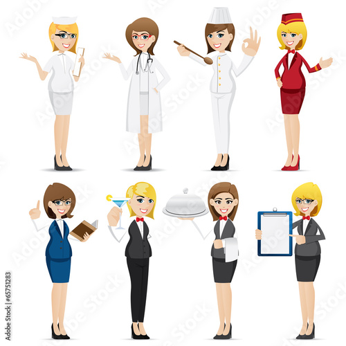 cartoon woman occupation set