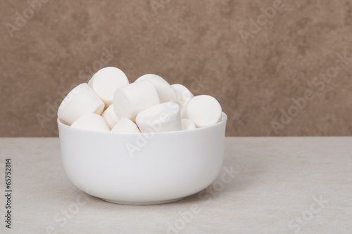 Heap Of Marshmallows In White Bowl