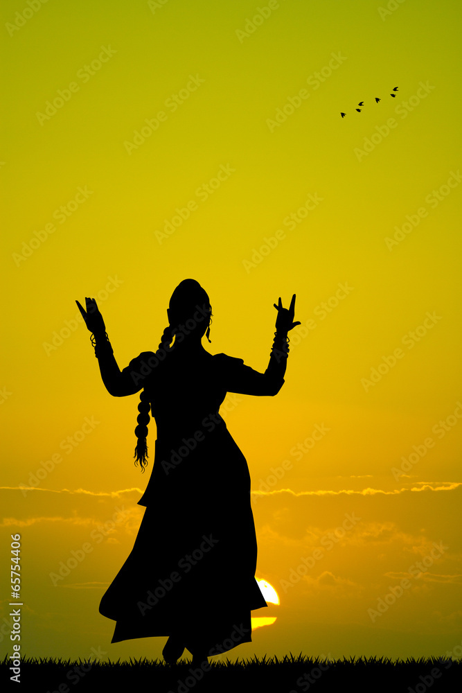 Indian dance at sunset