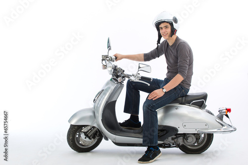 Riding a scooter