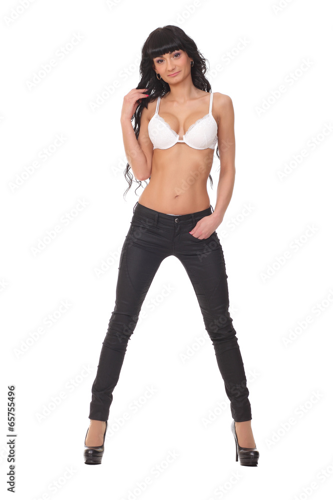 brunette woman in white bra brunette woman in white bra