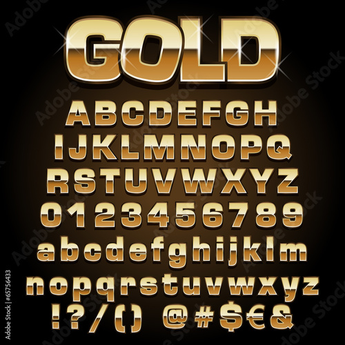 Vector illustration of a gold metal alphabet