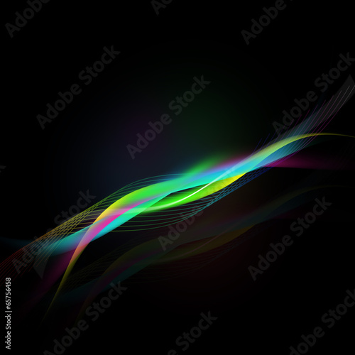 Colorful abstract lines on black