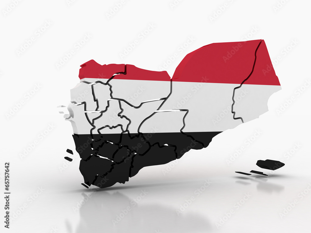 3d Yemen administrative map with flag Stock Illustration | Adobe Stock
