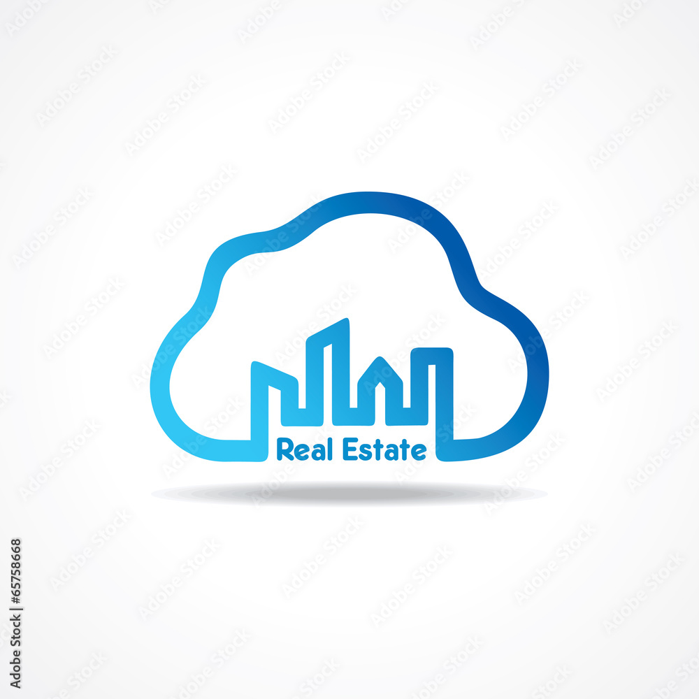 creative city building icon attach with cloud design concept creative city building icon attach with cloud design concept