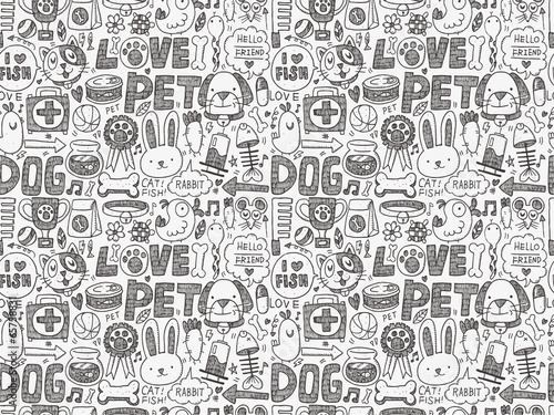 seamless doodle pet pattern