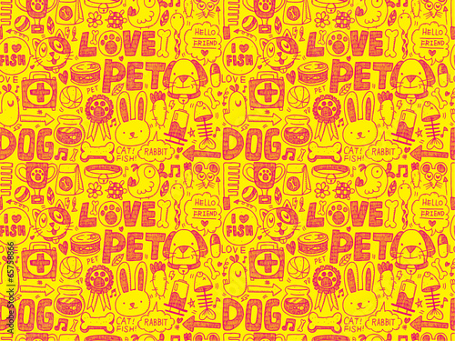 seamless doodle pet pattern