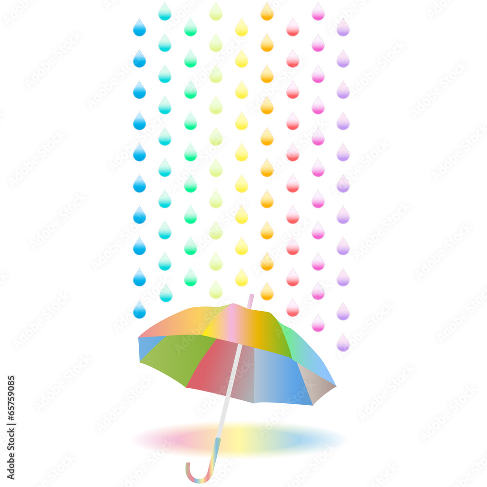 虹色の雨と傘　梅雨