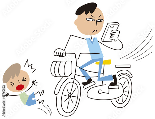 ながらスマホで子供にぶつかる男性