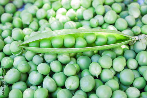 Fresh raw peas closeup