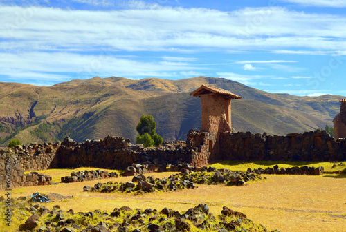 Ruinas en el conjunto arqueológico de Racchi. Perú photo