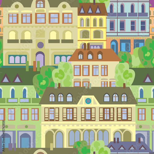 vintage classic architecture house seamless pattern