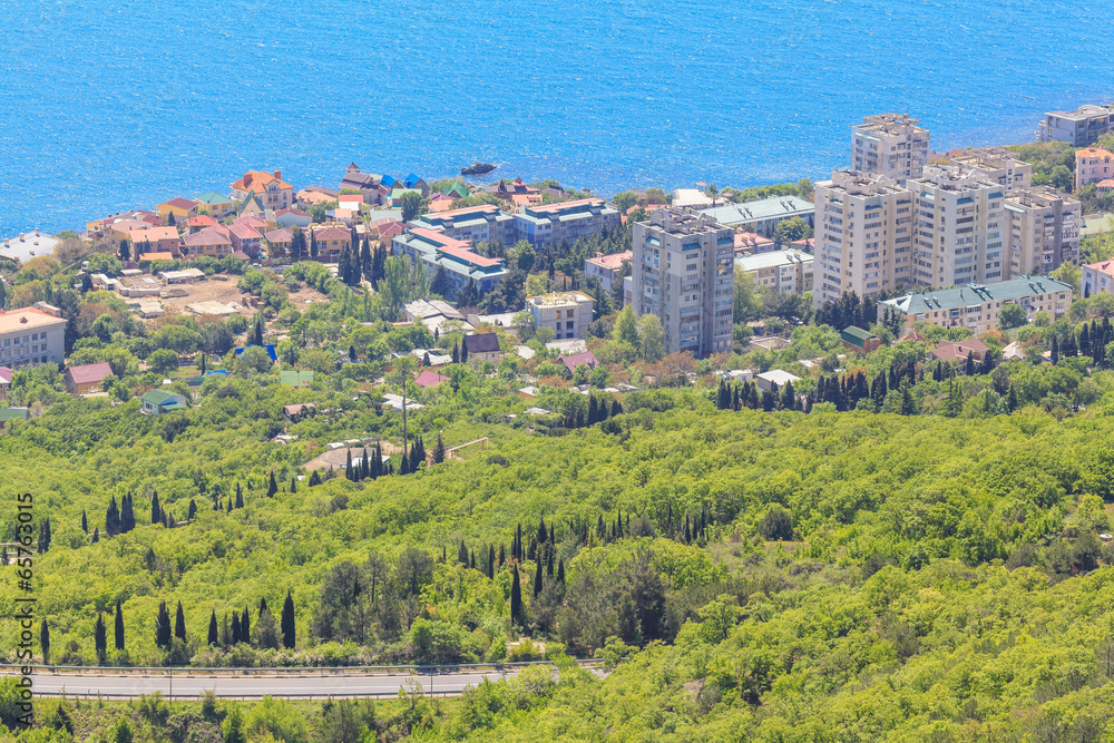 Seaside town on South coast of Crimea