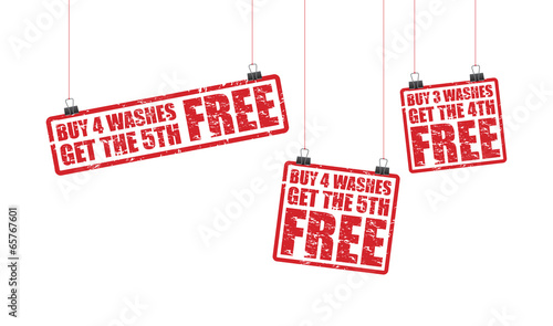 red three car wash stamps