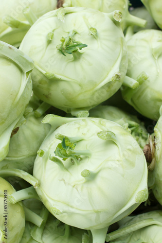 Large kohlrabis or turnips shot from above photo