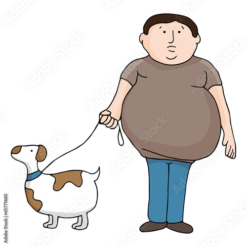 Overweight Man and Dog