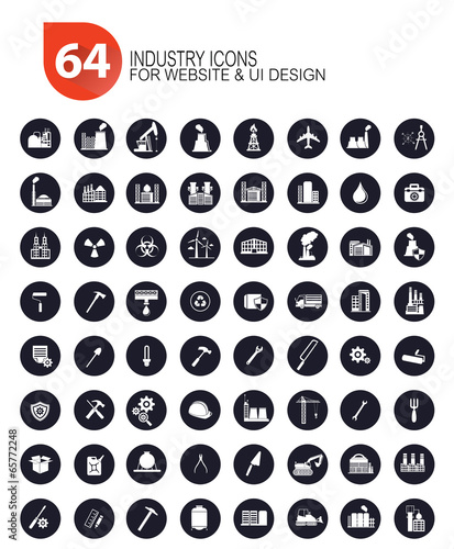 64 Industrial icon set,vector