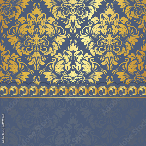 Invitation card with gold elements and with a place for an