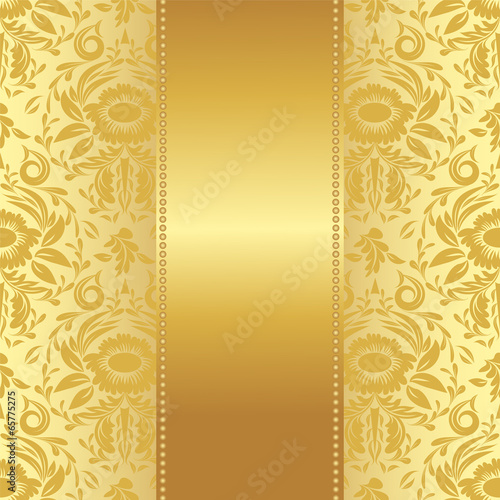 Invitation card with gold elements and with a place for an