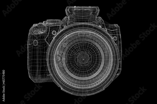 Black digital camera isolated