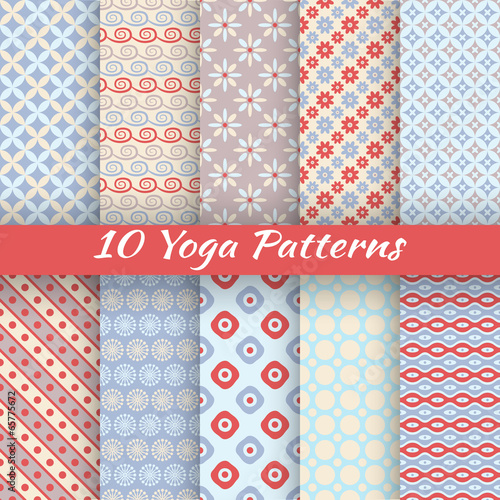 Yoga vector seamless patterns (tiling)
