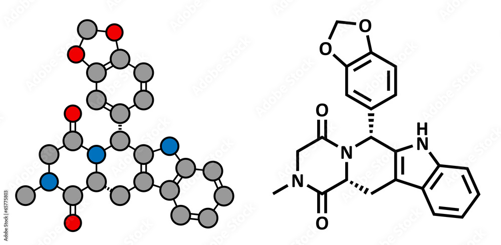 Tadalafil erectile dysfunction drug, chemical structure. Tadalafil erectile dysfunction drug, chemical structure.