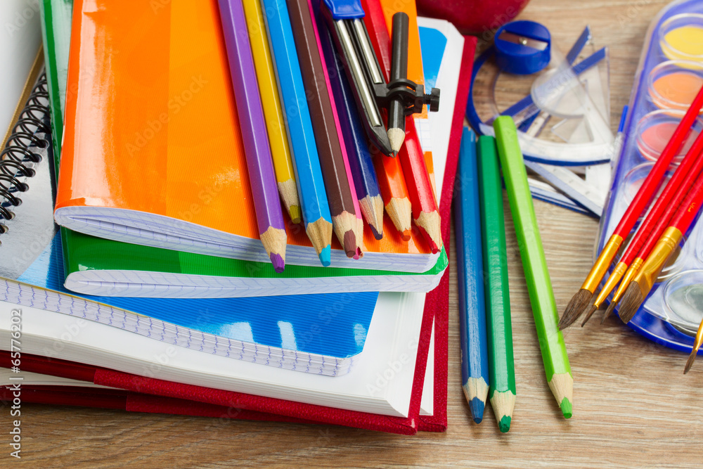 Naklejka premium books with school supply