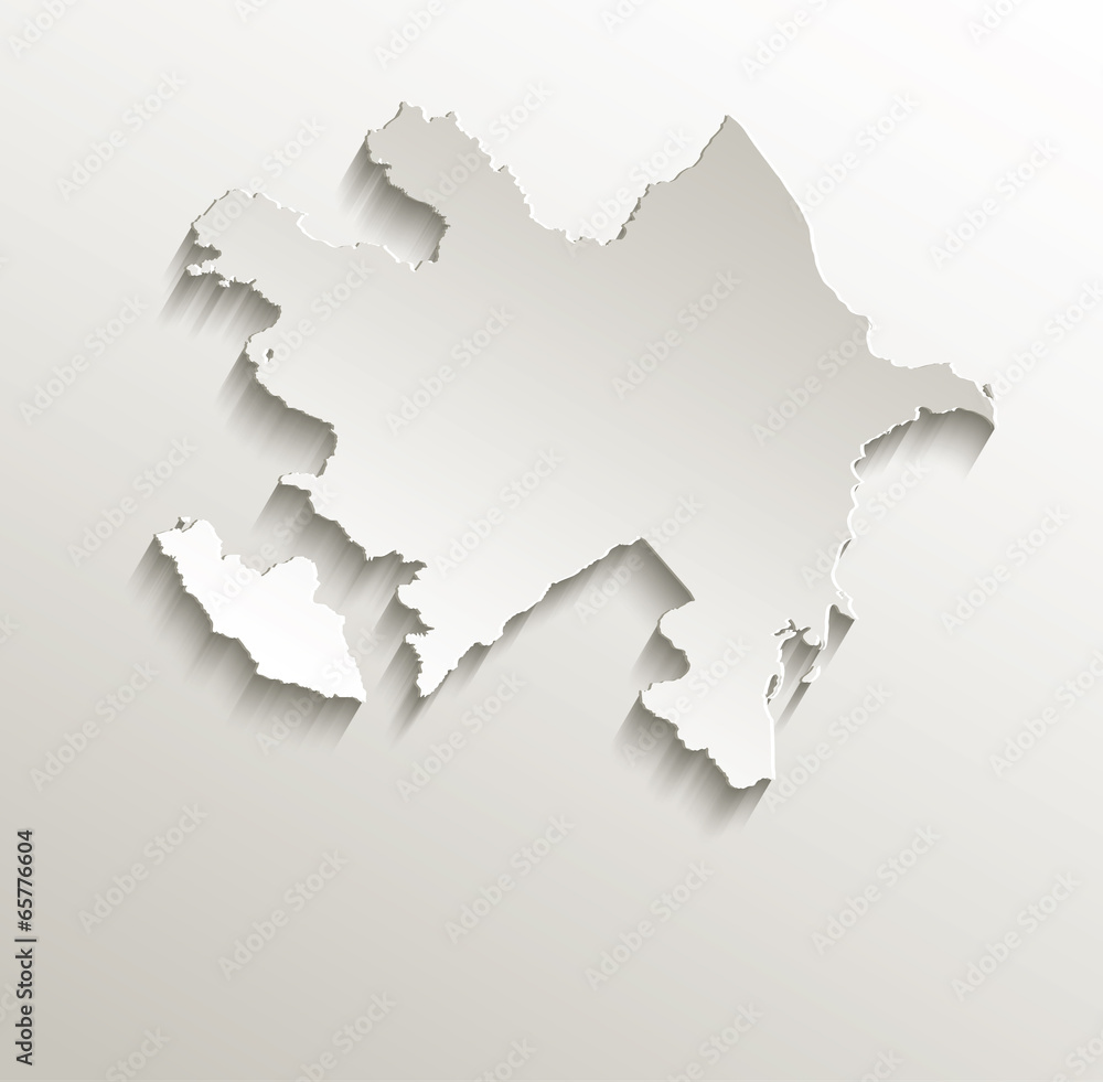 Azerbaijan map card paper 3D natural vector