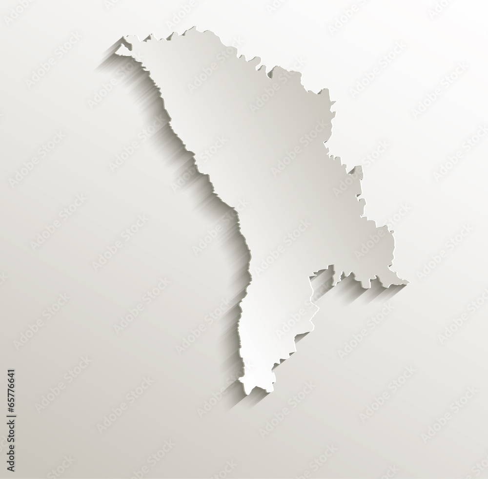 Moldova map card paper 3D natural vector