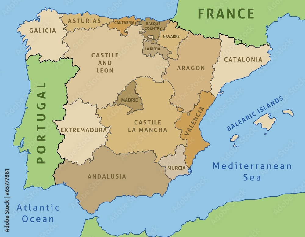 Fototapeta premium Spain map - vector illustration