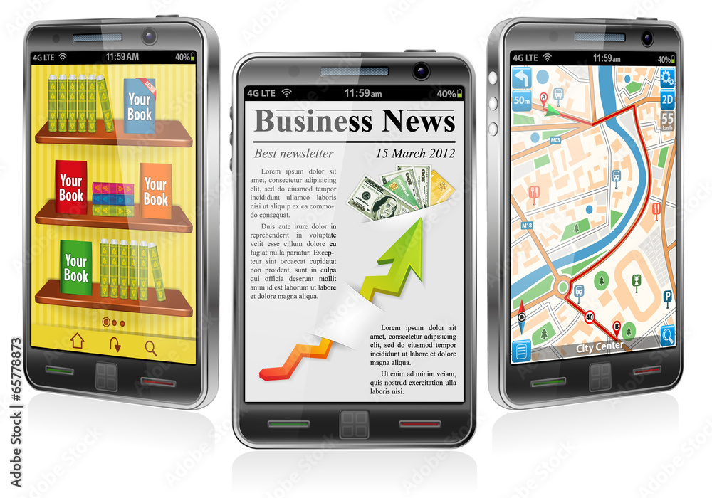 Smartphones with Various Applications Smartphones with Various Applications
