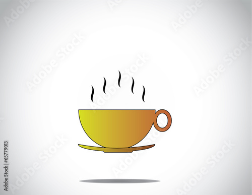 green coffee or tea cup with hot smoke coming out from the cup