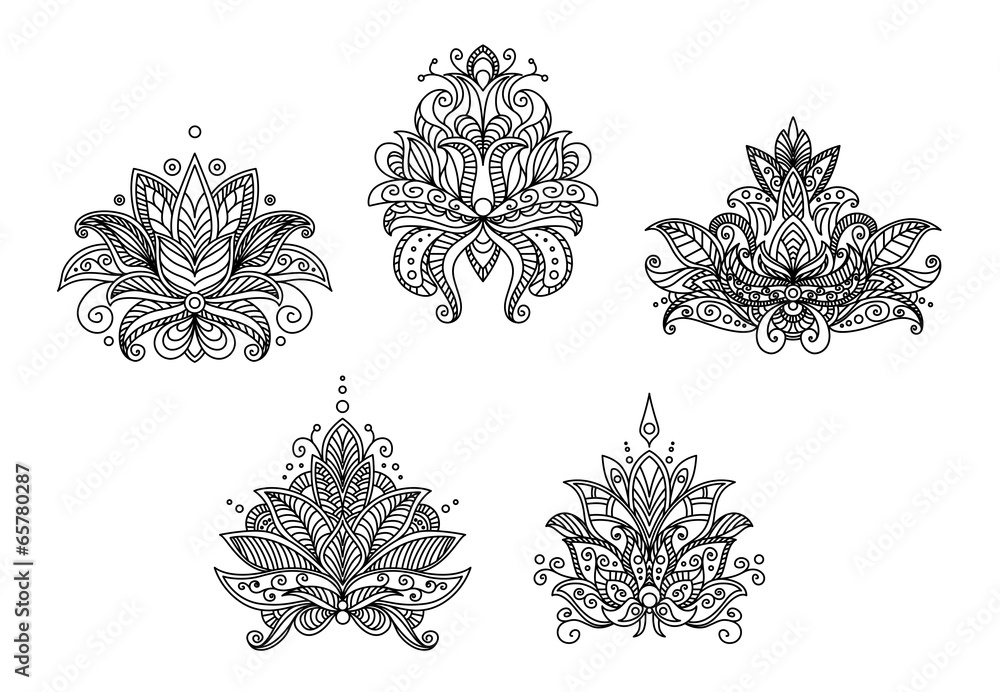 Turkish, indian and persian paisley floral motifs Turkish, indian and persian paisley floral motifs