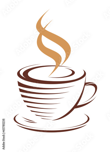 Cup of hot steaming coffee