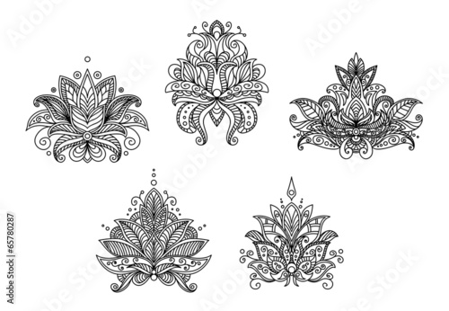 Turkish, indian and persian paisley floral motifs